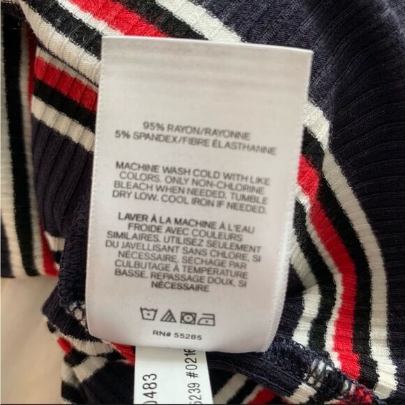 Express Navy Stripe Rib Knit Tank Top - Picture 2 of 3